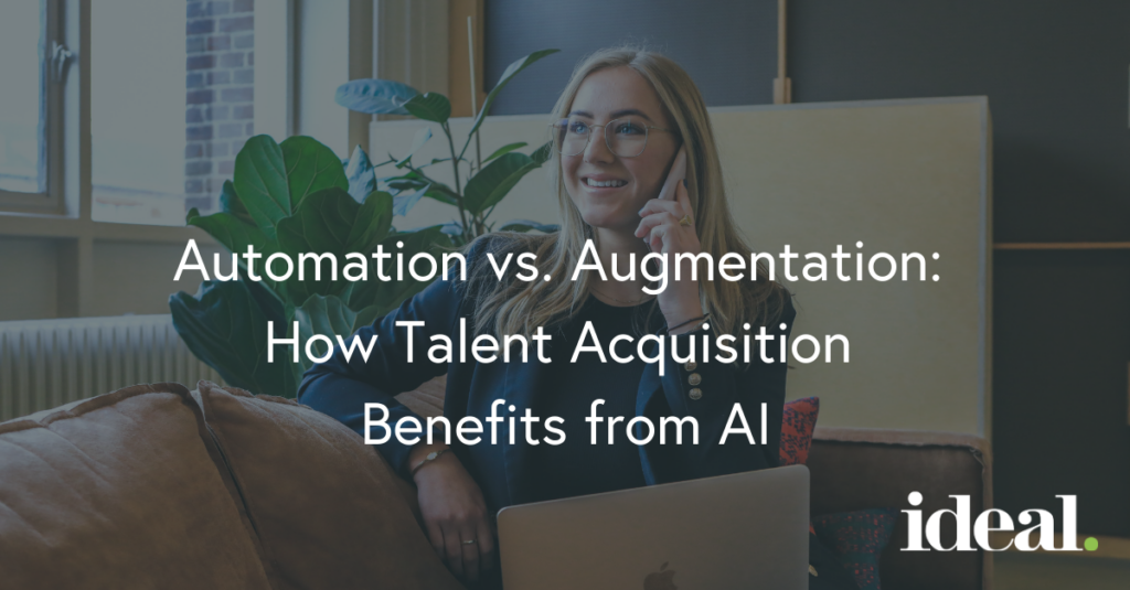 Automation vs Augmentation Blog Image Woman on Phone and Laptop