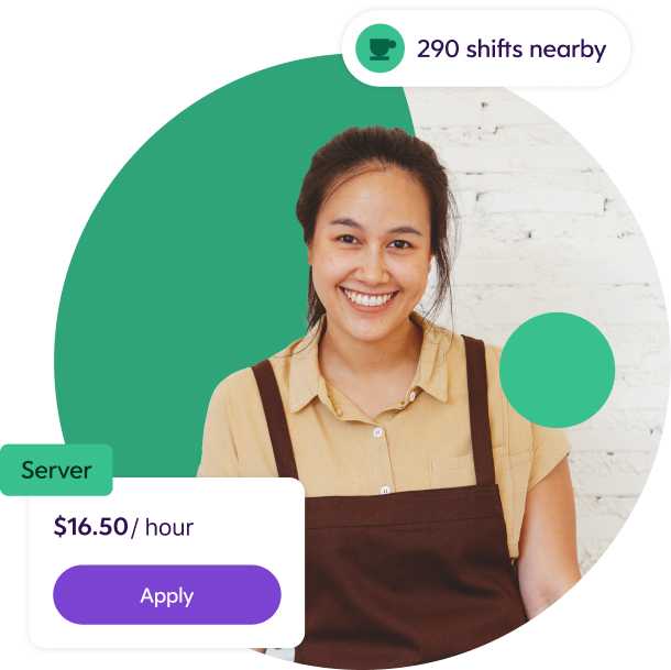 worker smiling because she found a job using ideal app